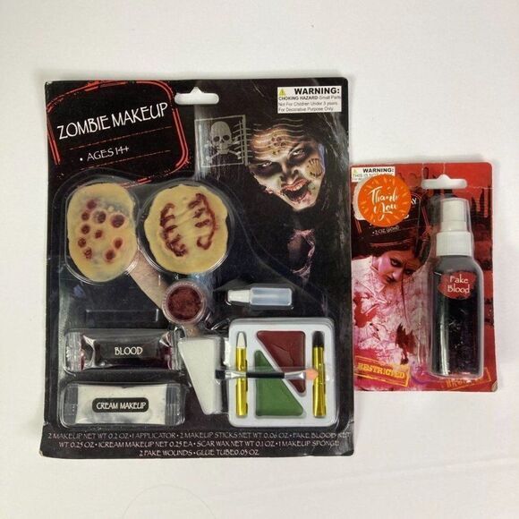 Halloween Zombie Makeup with Fake Blood Scab Prosthetics Horror Costume Scary - Picture 9 of 11